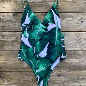 Luxury bathing suit - Tropical Green Pattern